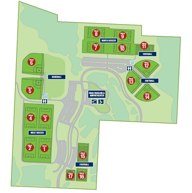 Digital image of field layout of the Independence Athletic Complex