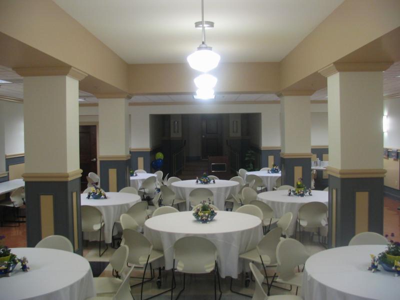 Truman Memorial Building Veteran's Hall with tables set up for an event