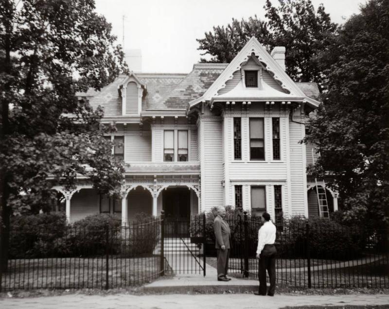 A historic, black and white image of the Truman home in Independence. Date unknown. 