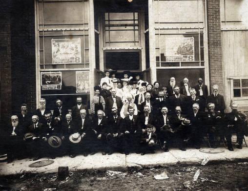 A historic, black and white image of the Quantrill Raiders Reunion in Independence. Date unknown. 