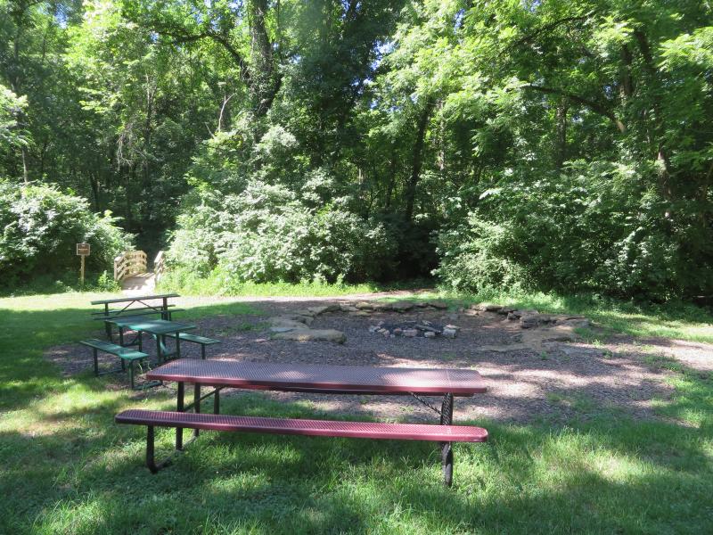 Fire pit in the organized group camp area at George owens Nature Park