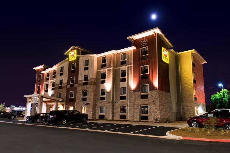 Image of My Place Hotel exterior at night