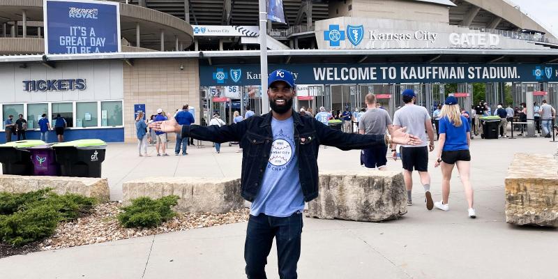 Image of Jon visiting Kauffman Stadium.