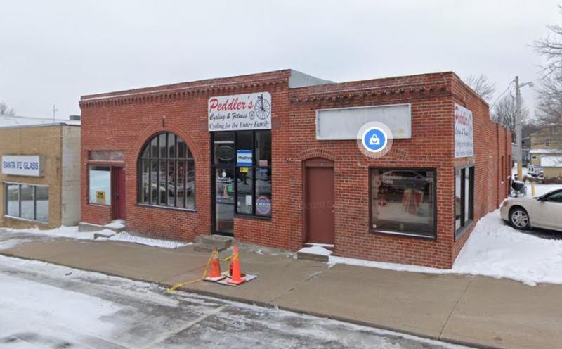 Exterior image of the Peddler Bike Shop on the Square